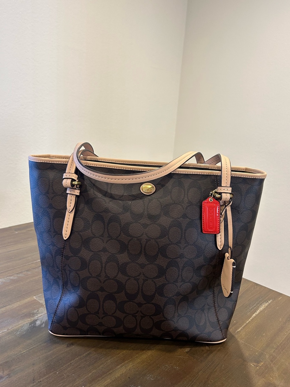 COACH Peyton Signature Monogram Canvas Zip Top Tote Shoulder Bag, NWT